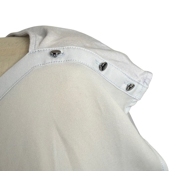 LOFT MP Mixed Media Blouse Top Stud Shoulder Cap Sleeve Workwear Lightweight GUC - Picture 5 of 9